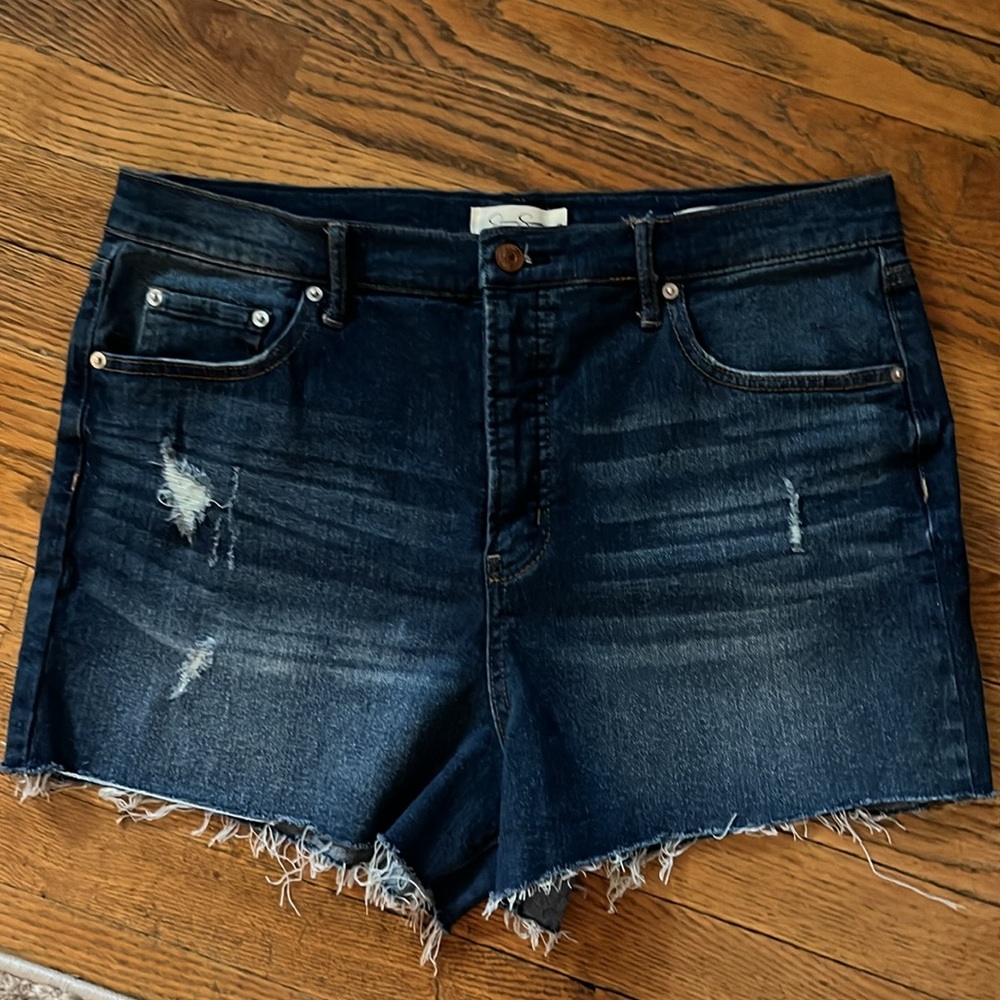 Jessica Simpson Dark Blue Distressed Denim Jean Shorts